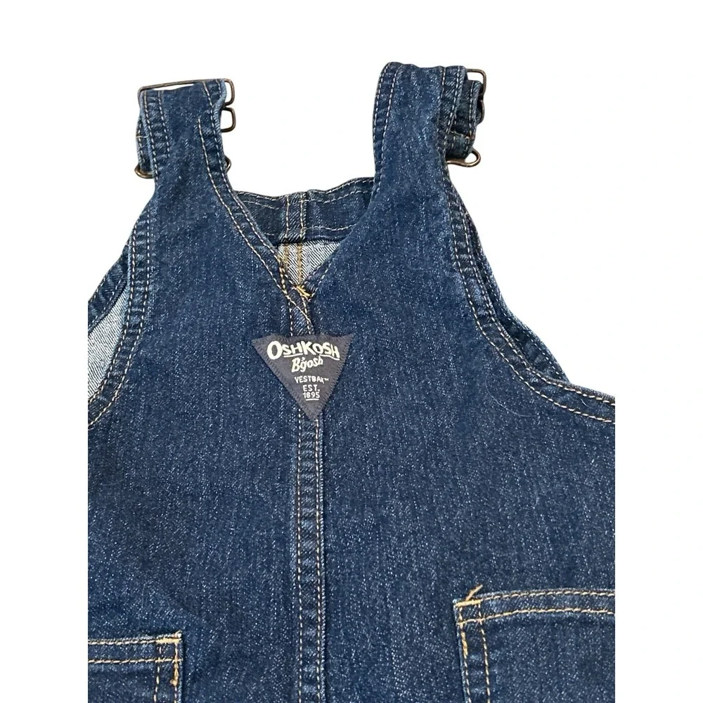 OshKosh B'gosh 3T Toddler Denim Blue overall Red Plaid Lined‎ Pocket Holiday